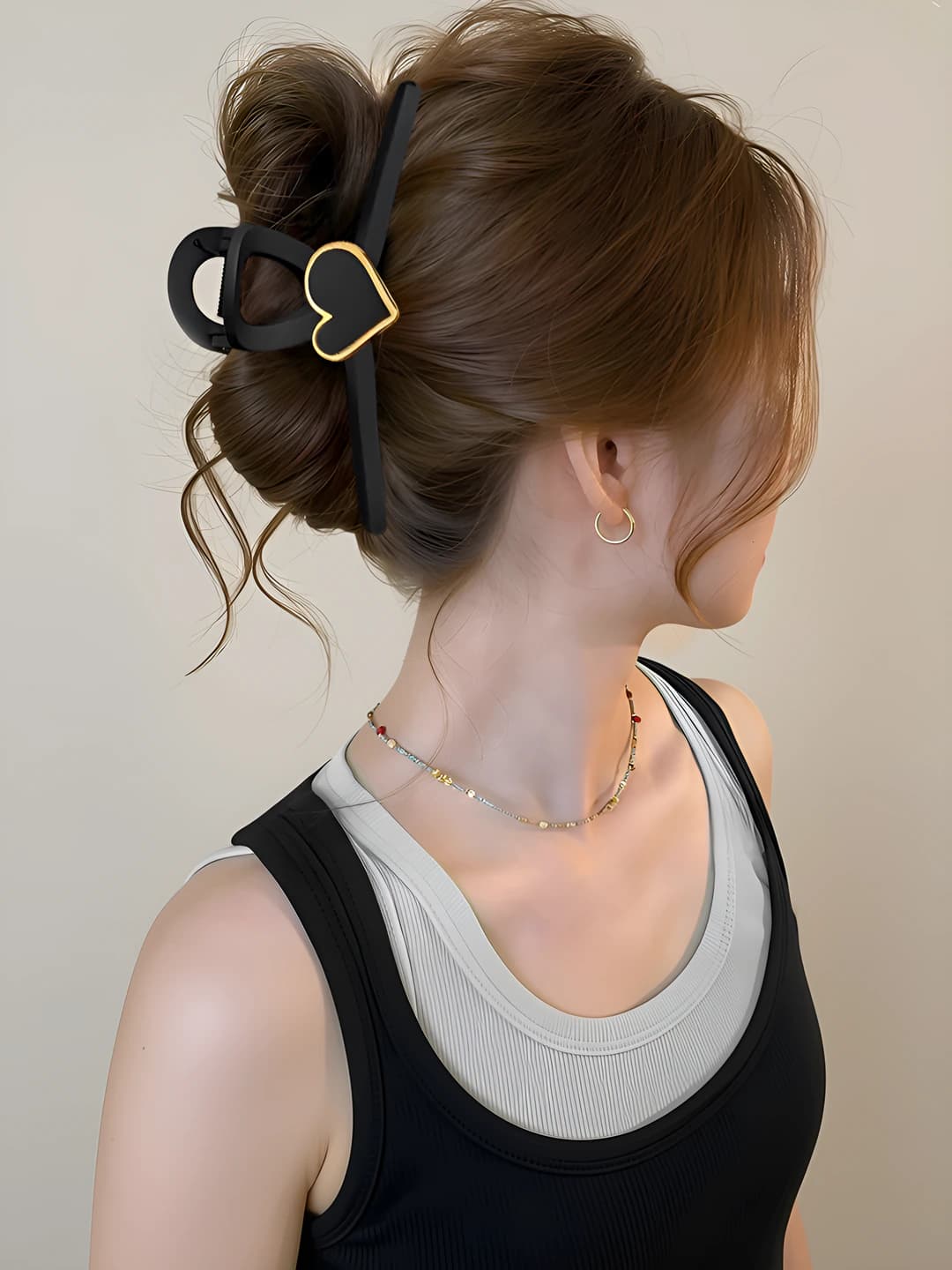 Gold rim heart, matte clip, 13 cm
