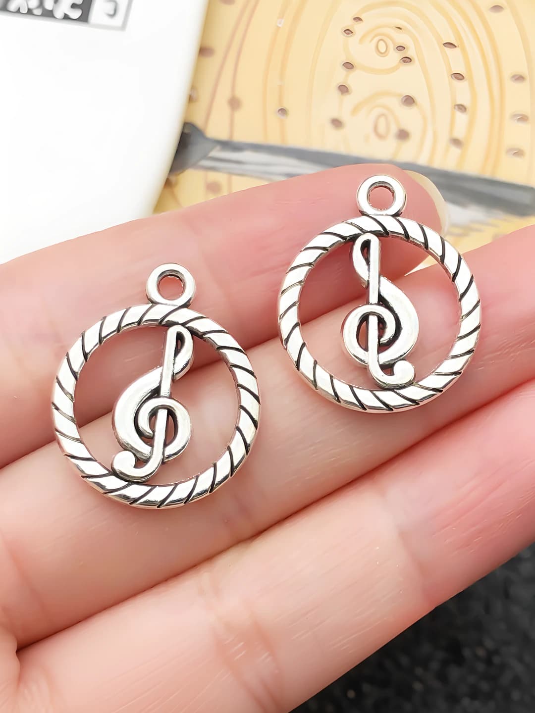 Античная серебро, круглый символ, 22x18mm
