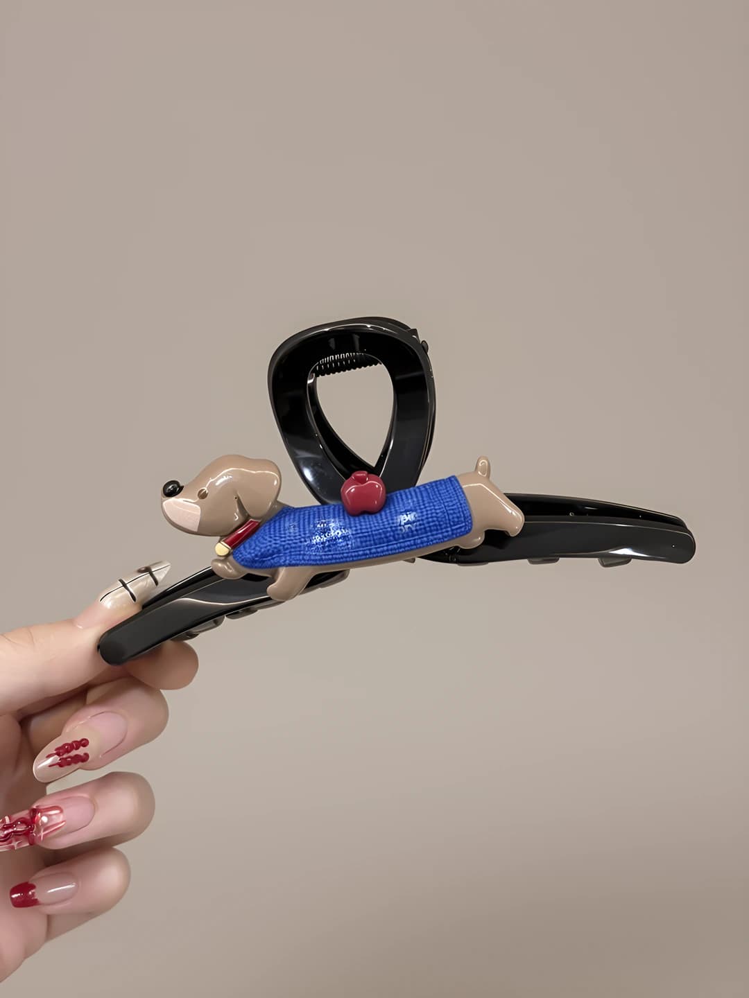 Blue dog AB side HELLO logo PC clip ~13 cm