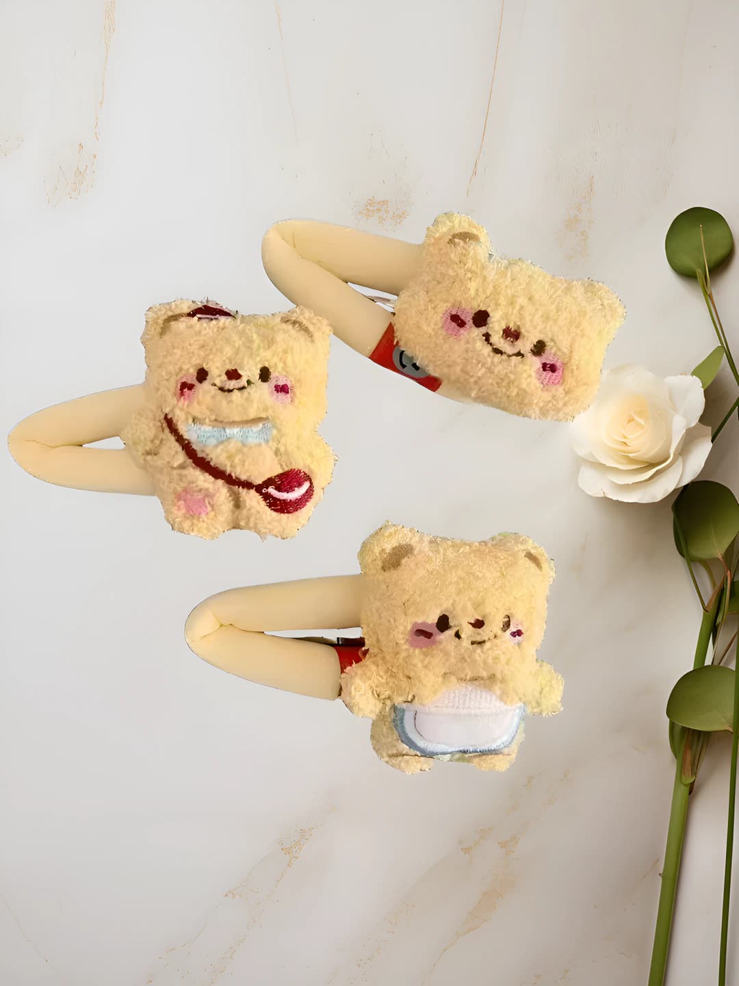 Women's plush bear hair clips and combs for autumn-winter