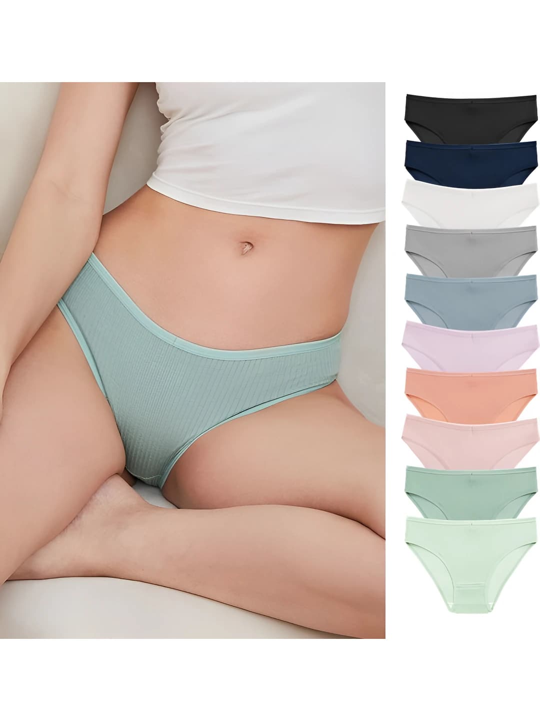 Women's pure cotton briefs, plus size, low waist, solid colour, all-season