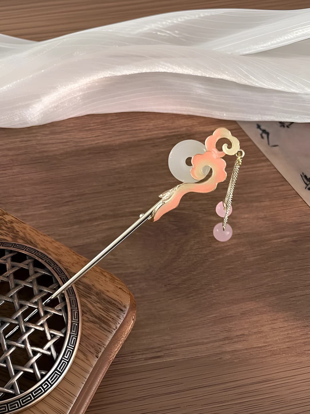 1# Peach blossom tassel hairpin