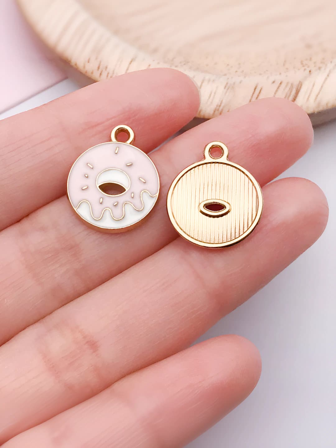 1 pc pink donut charm 17x14mm