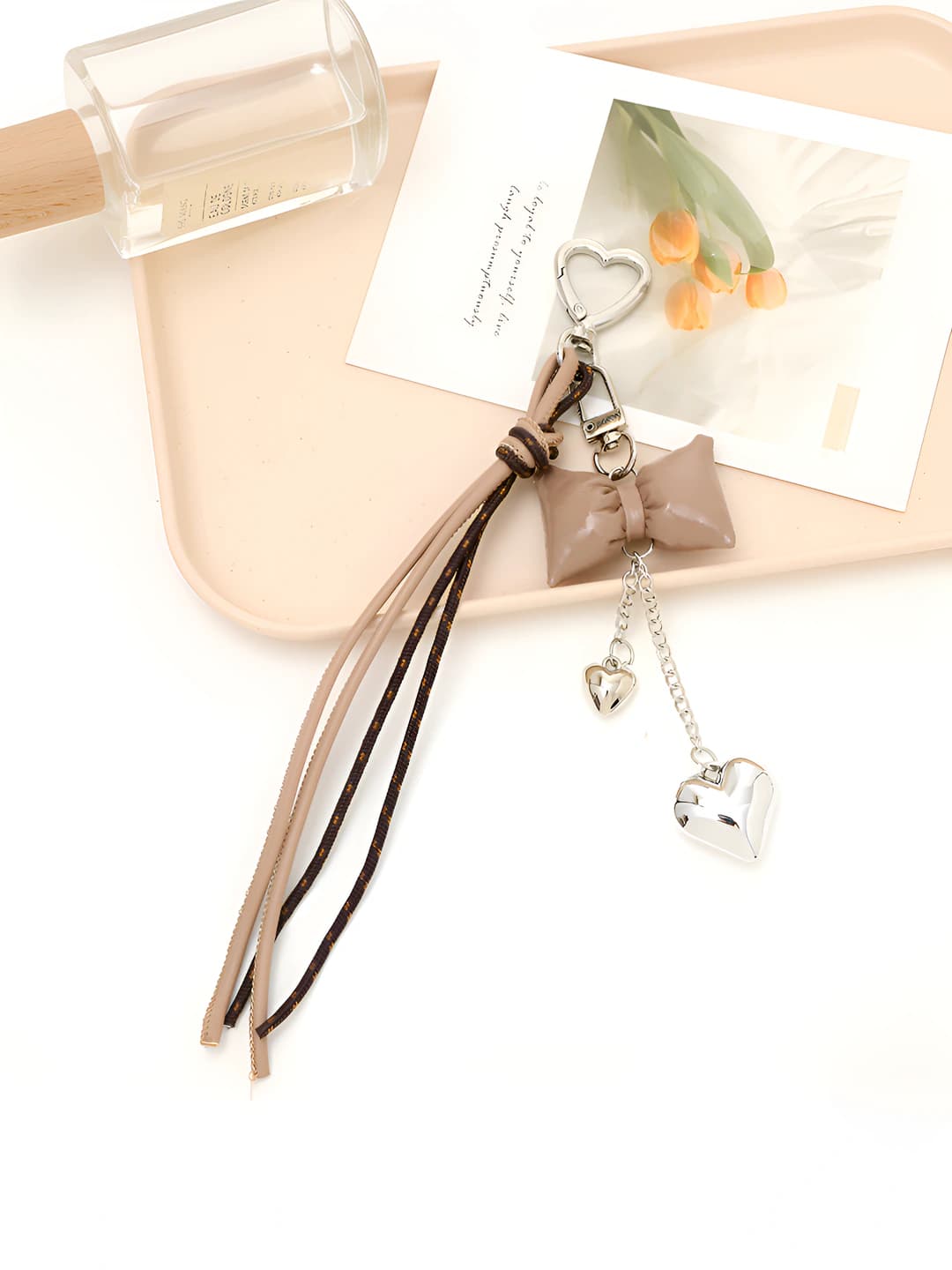 Leather and braided cord, coffee bow