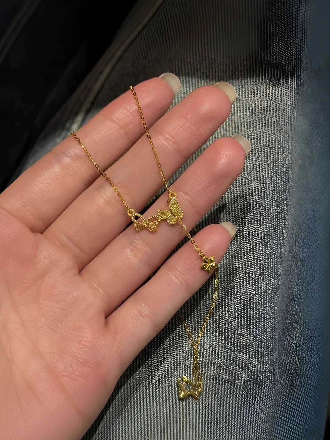 Women's necklace: copper, electroplating, butterfly and star design, sweet style, 41-50 cm