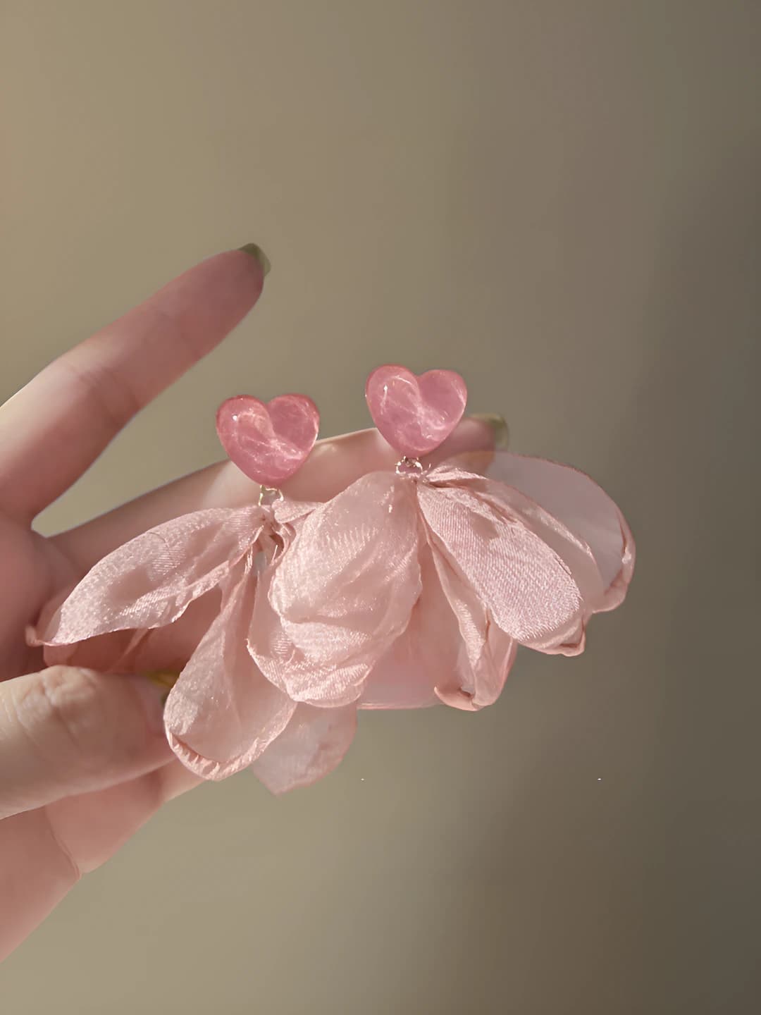 Chiffon heart earrings