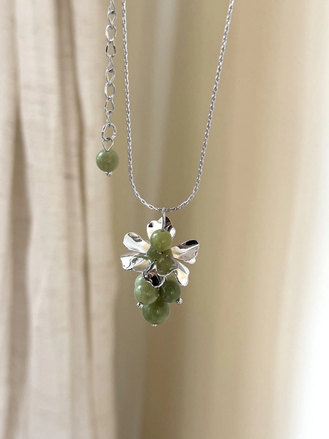 Necklace - Silver - Green