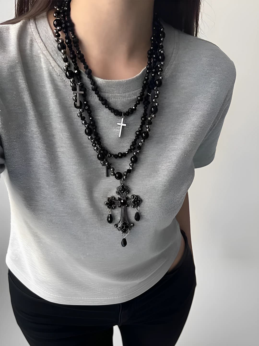 Layered cross necklace