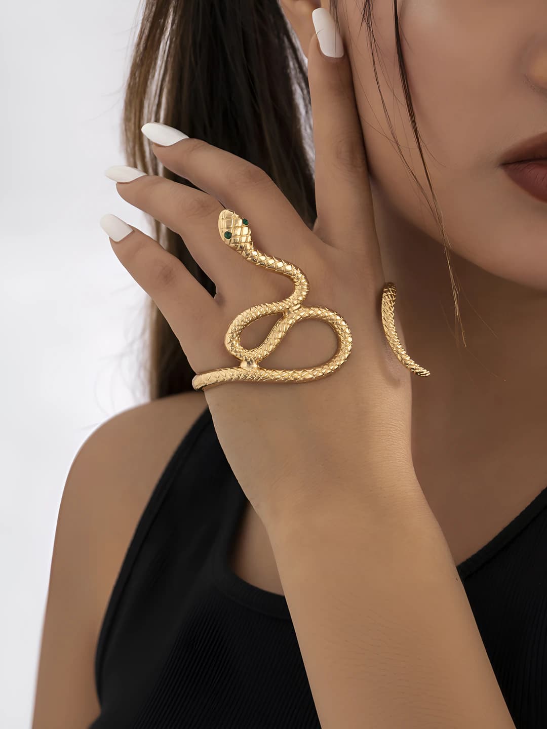 Women's retro style metal snake hand bracelet