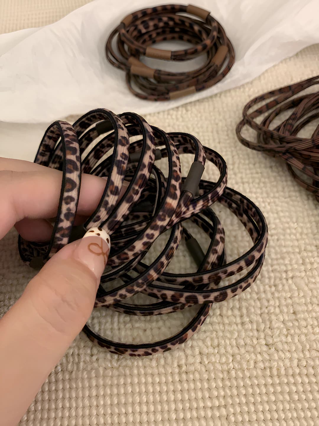 Women's retro leopard print stretch hair ties