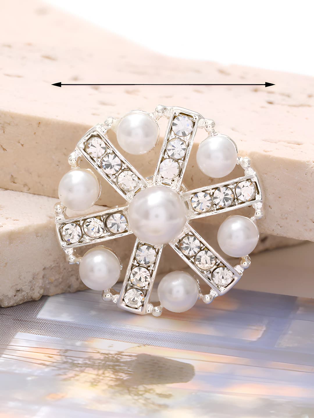 D2625 7 pearl diamond ring Silver
