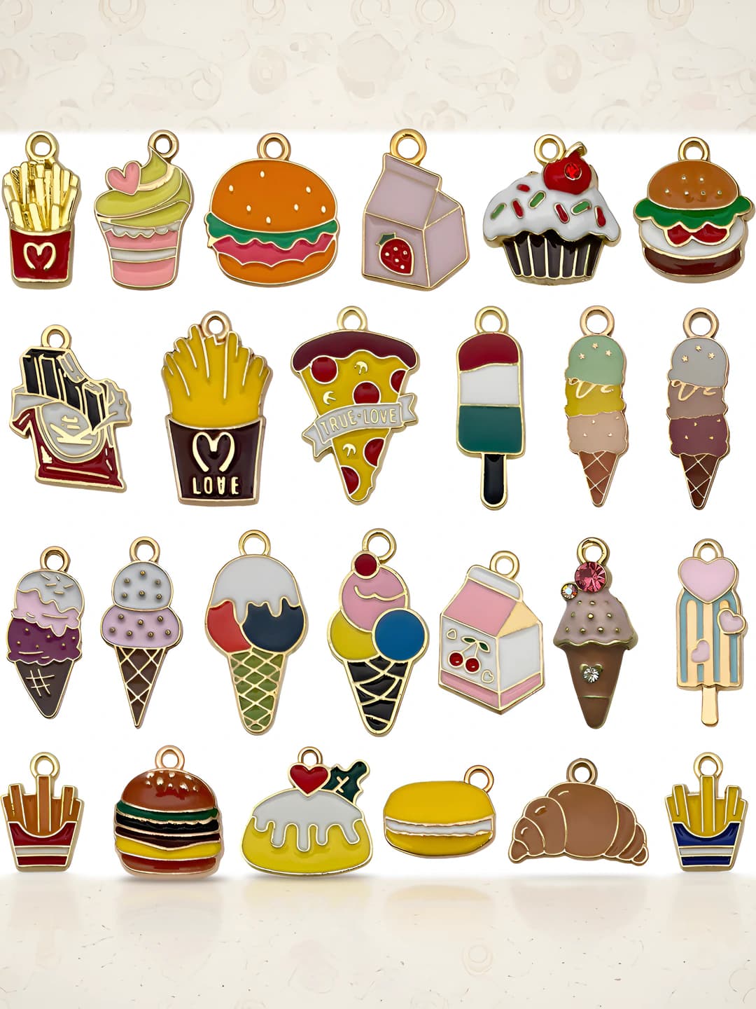 25 mixed food charms