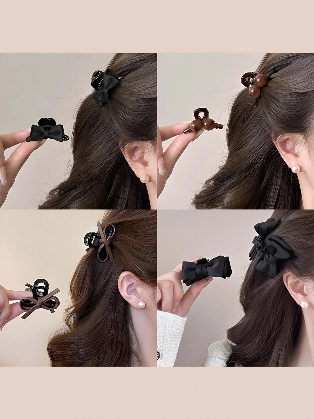 Women's hair clips and combs: small size, acrylic, handmade, new 2026 style, holds side hair, fresh and sweet style, bow design element, headwear
