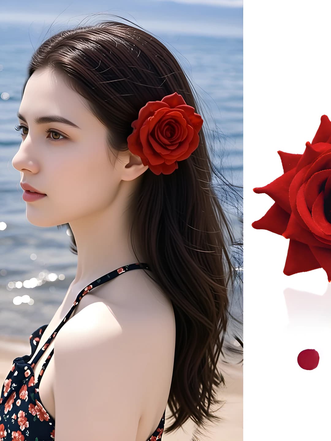 1# Red rose clip (~4.5 cm)