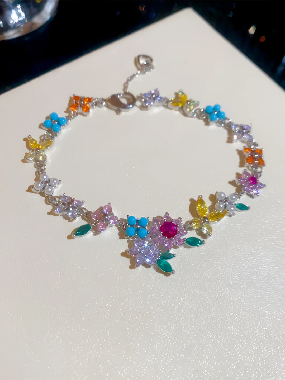 Bracelet - Silver - Multicolour (Real gold plating)