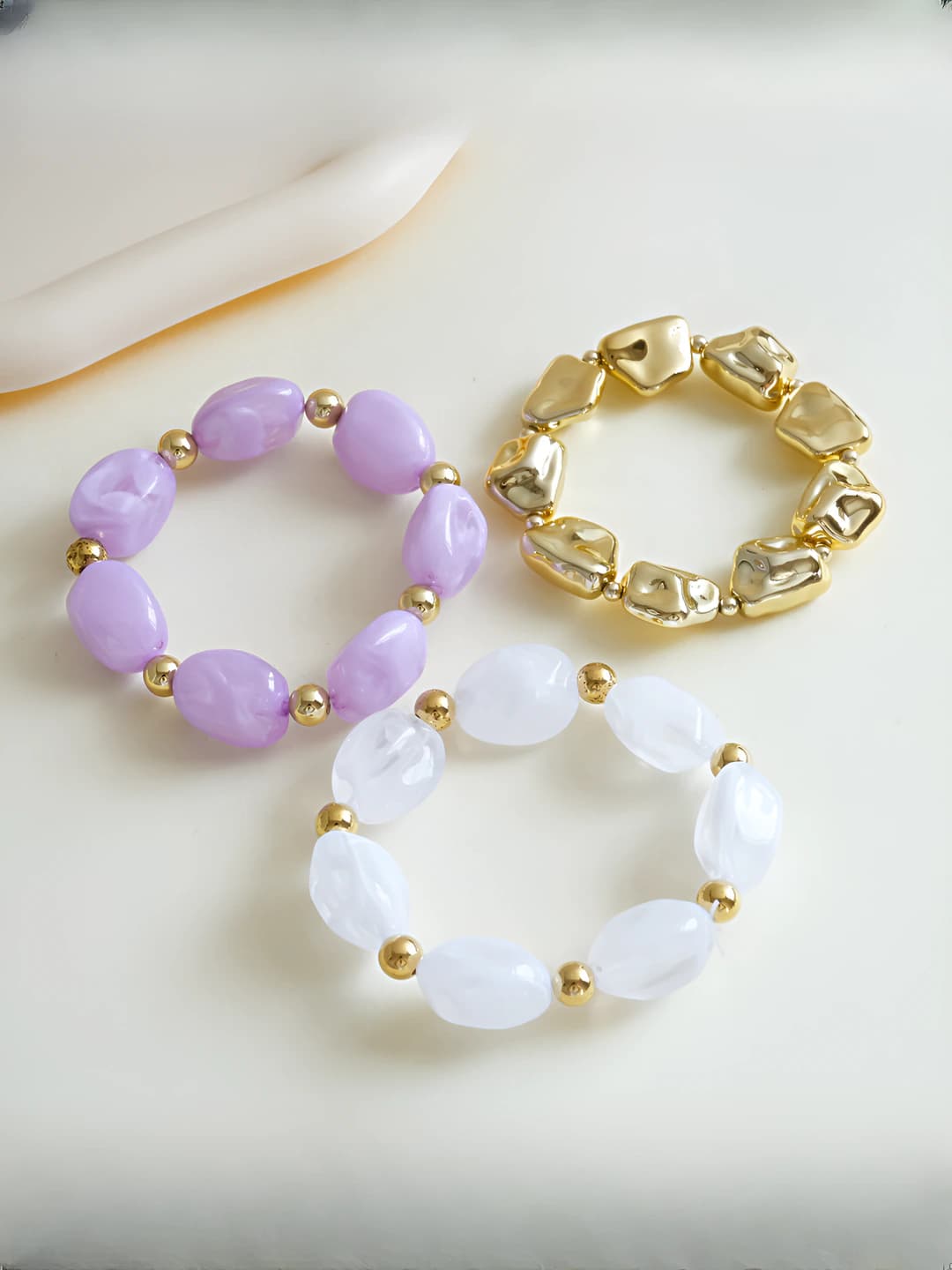 Bracelet-Gold-Purple-Clear (3 pcs)