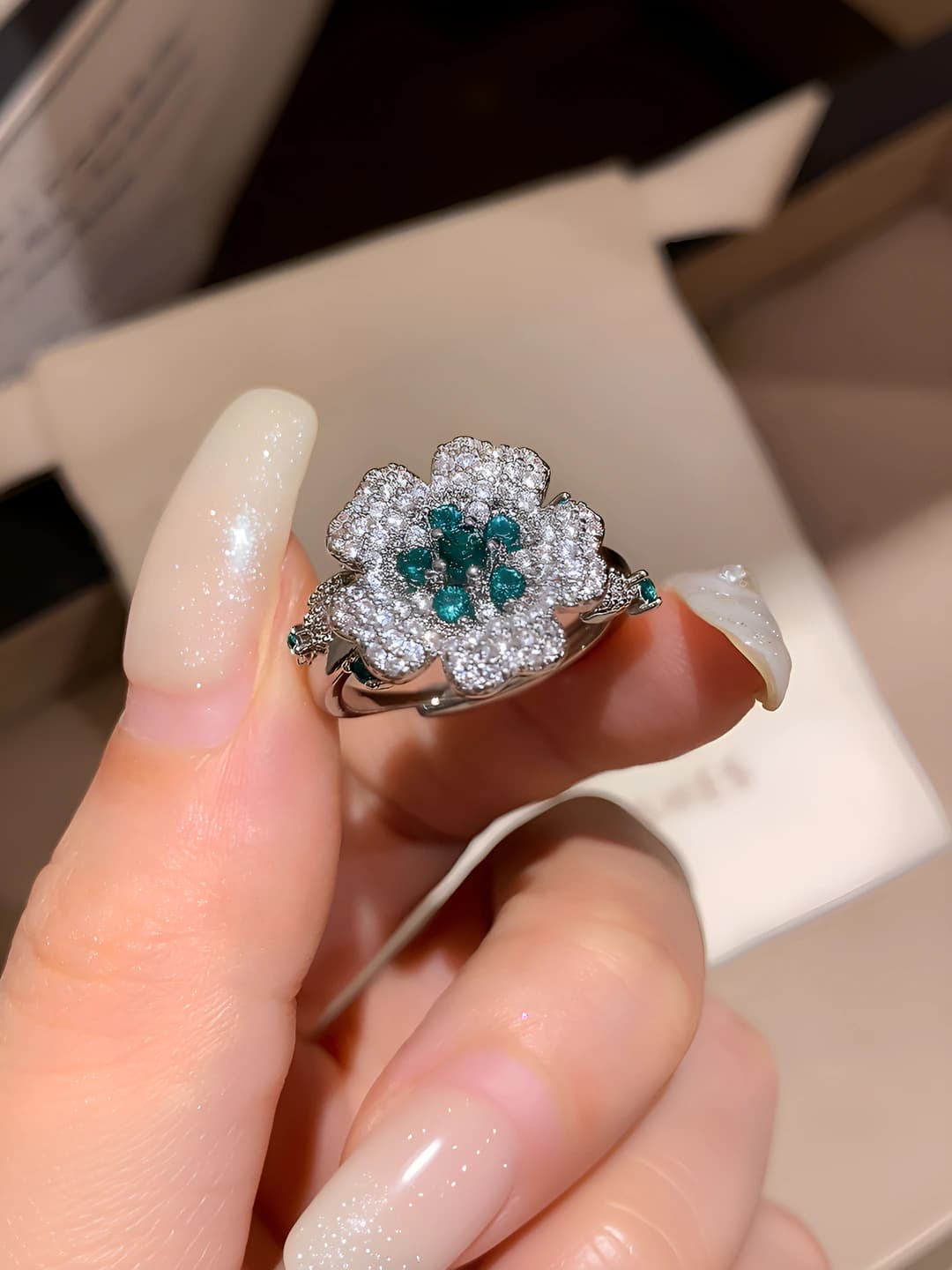 38# Ring - Silver - Green