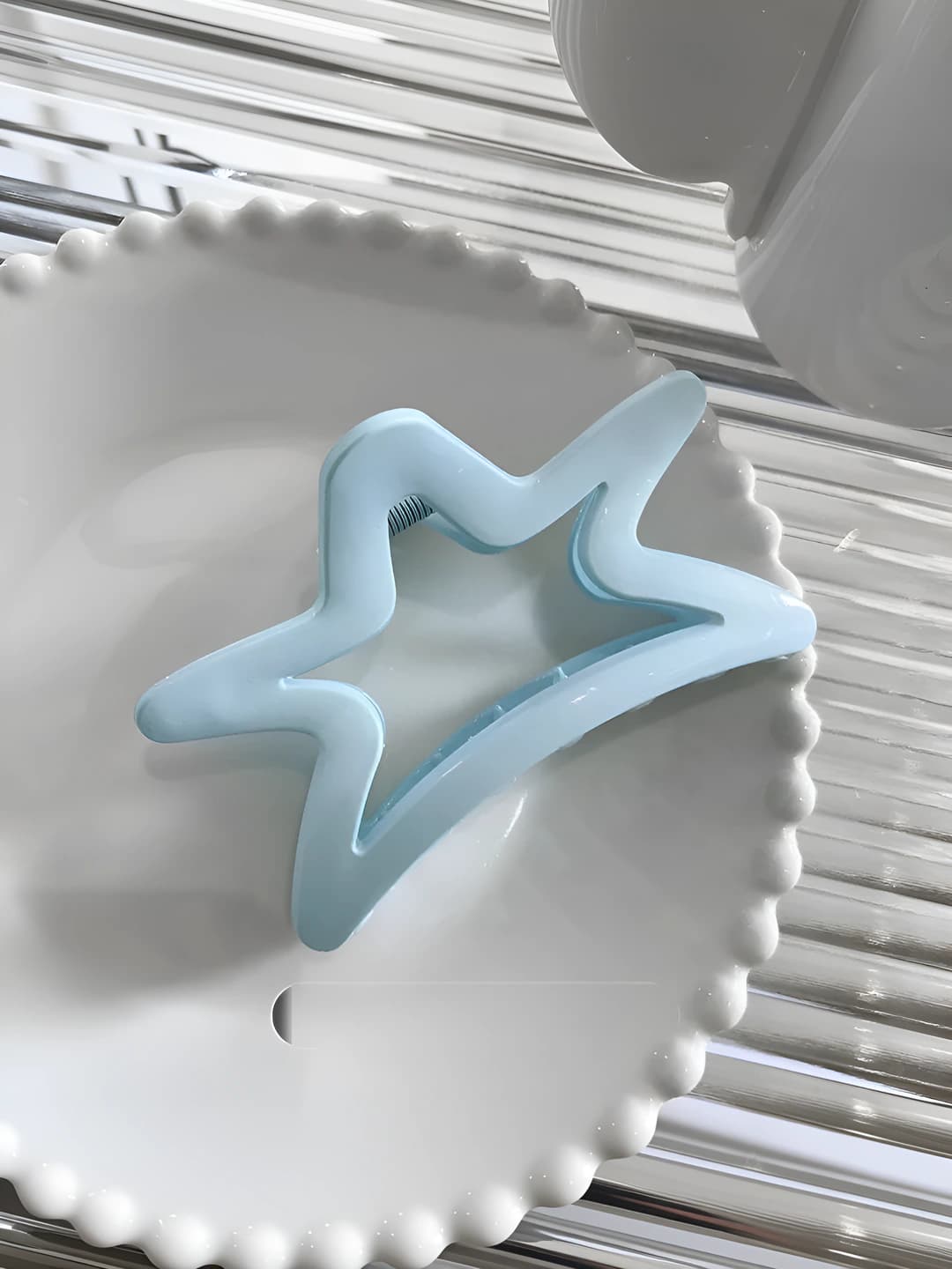 4# Bright blue star clip, 10 cm