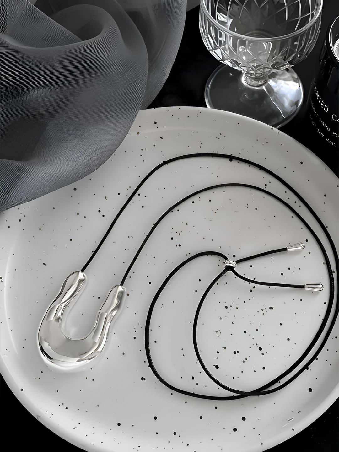 46# Necklace - Black - Silver