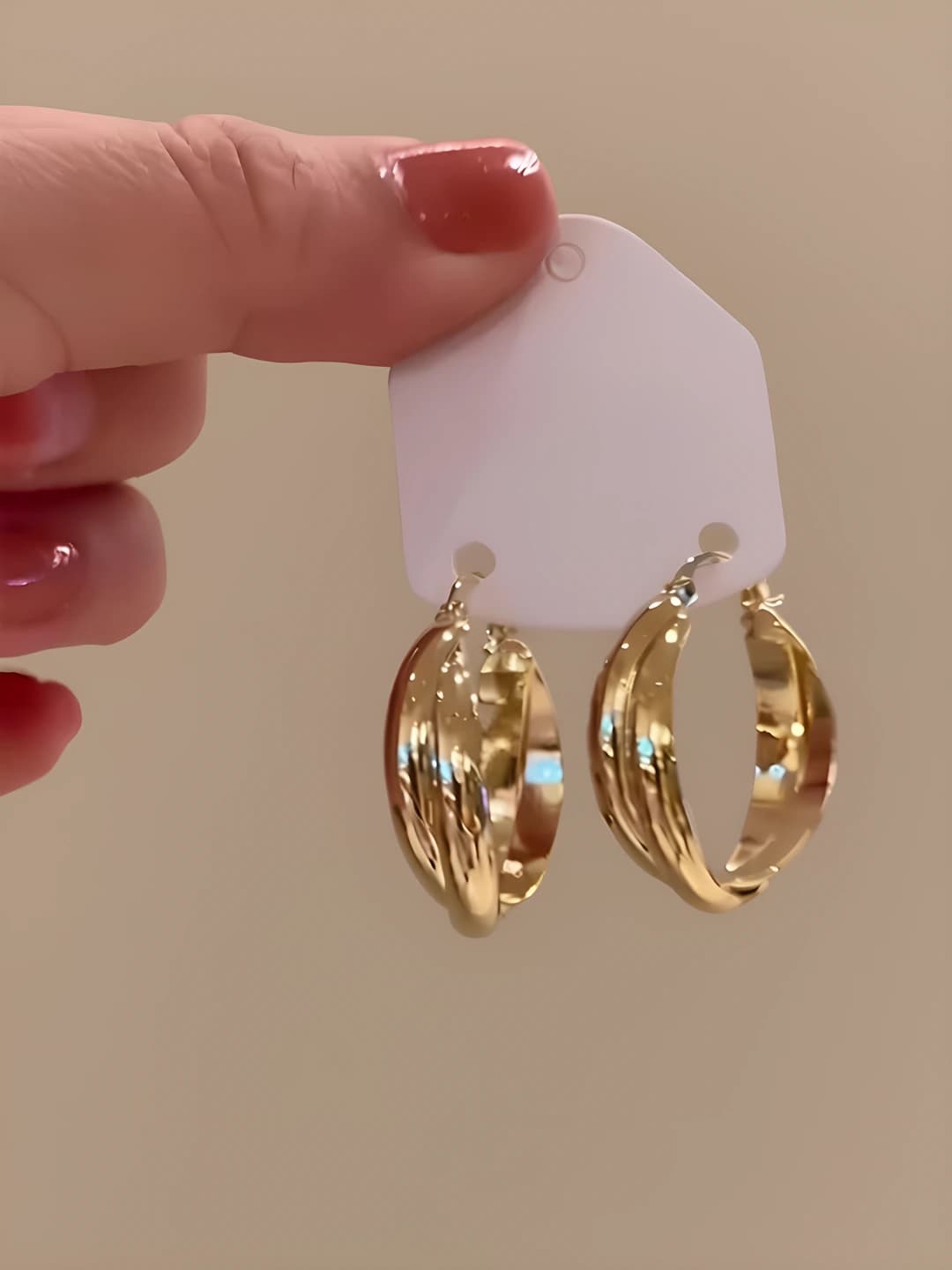 Women's metal double hoop geometric earrings