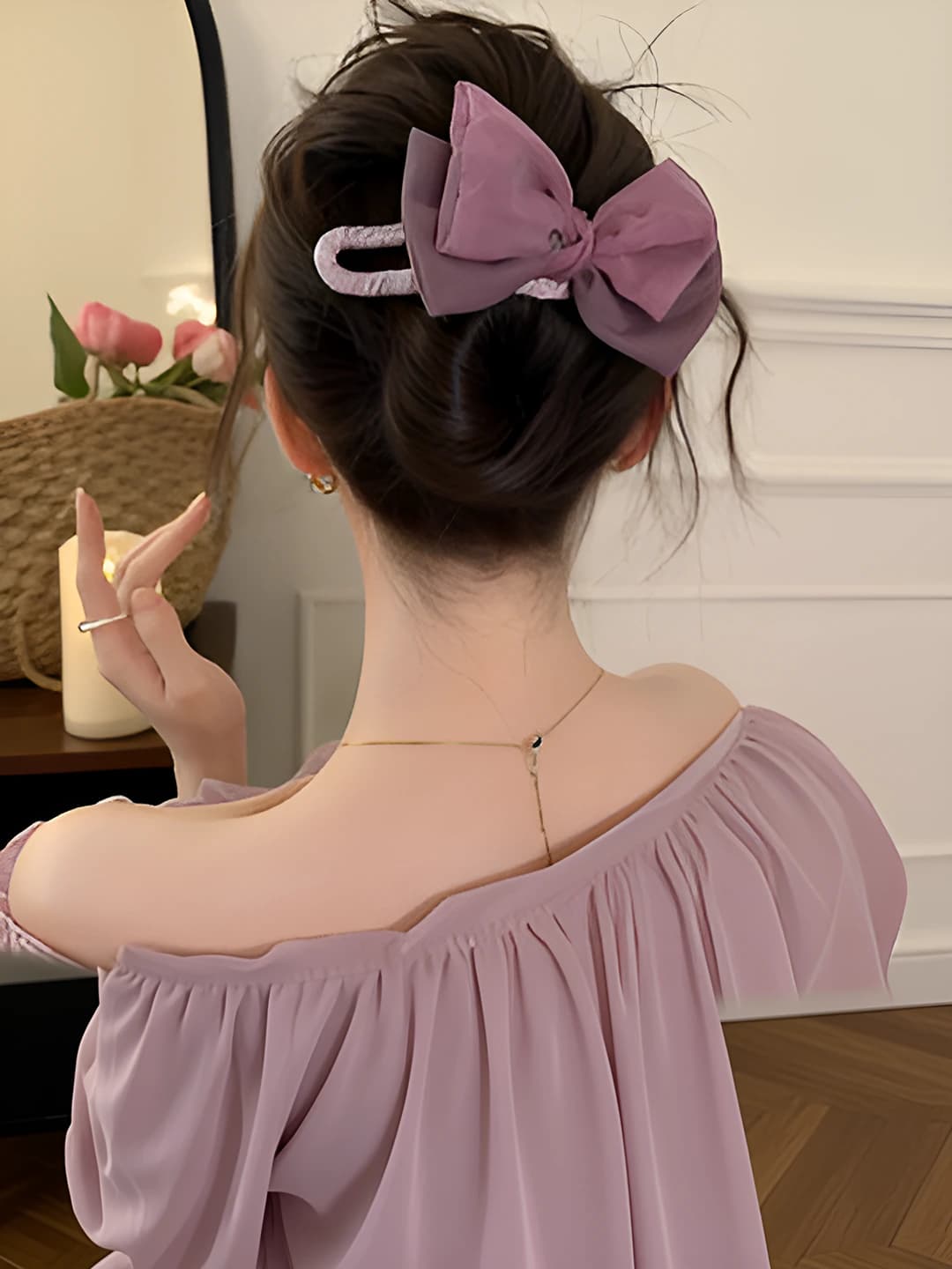 2# Binafsha tulle bow ~12.5 sm