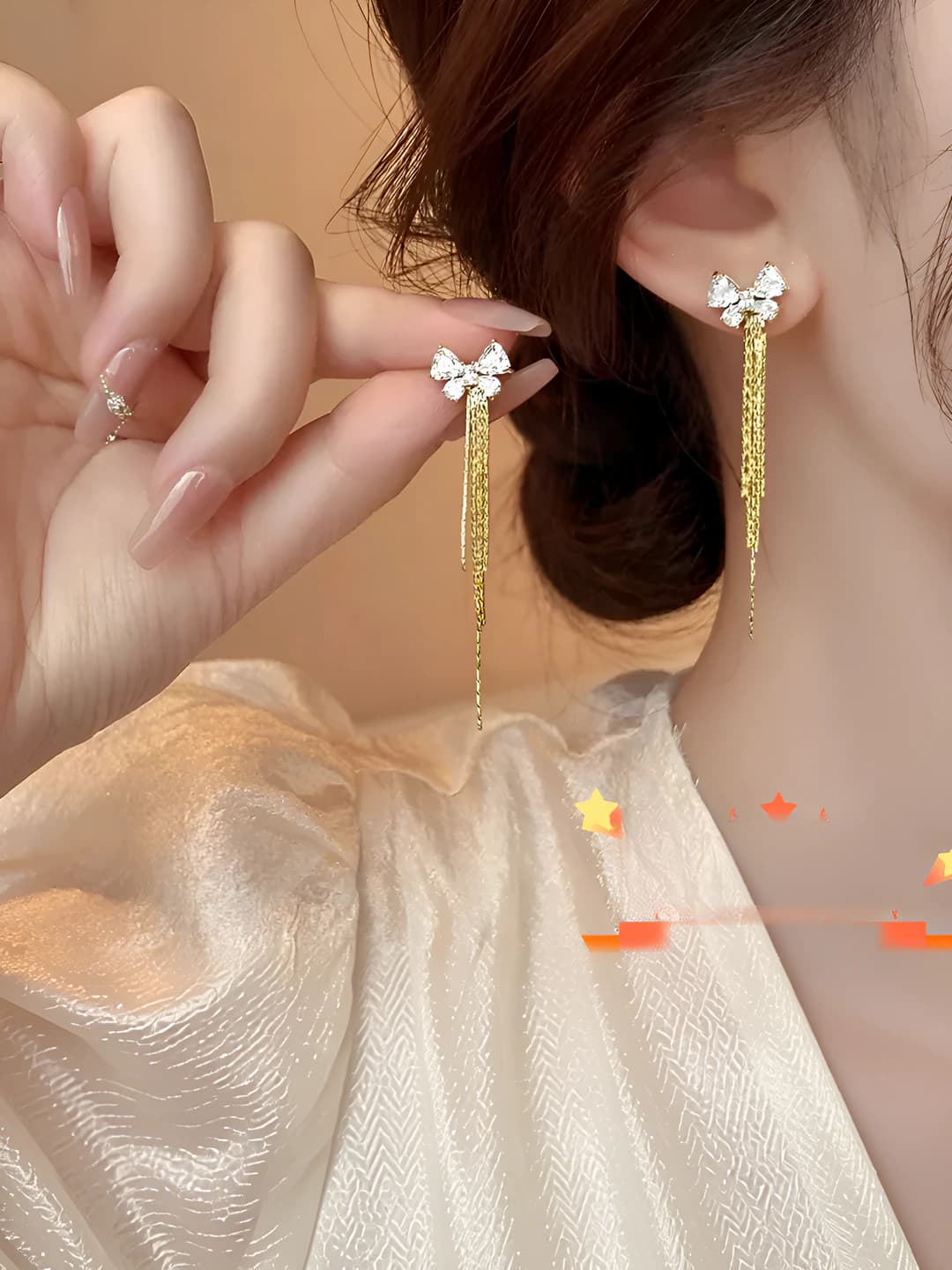 Gold tassel earrings 1105