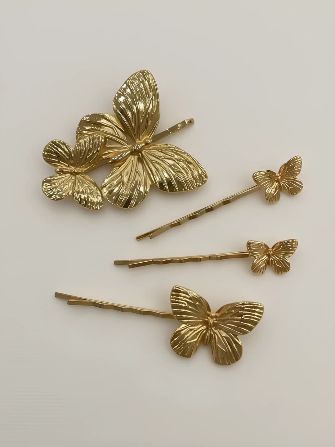 Women's metal hair clips: electroplated, butterfly design element, Japan-Korea style