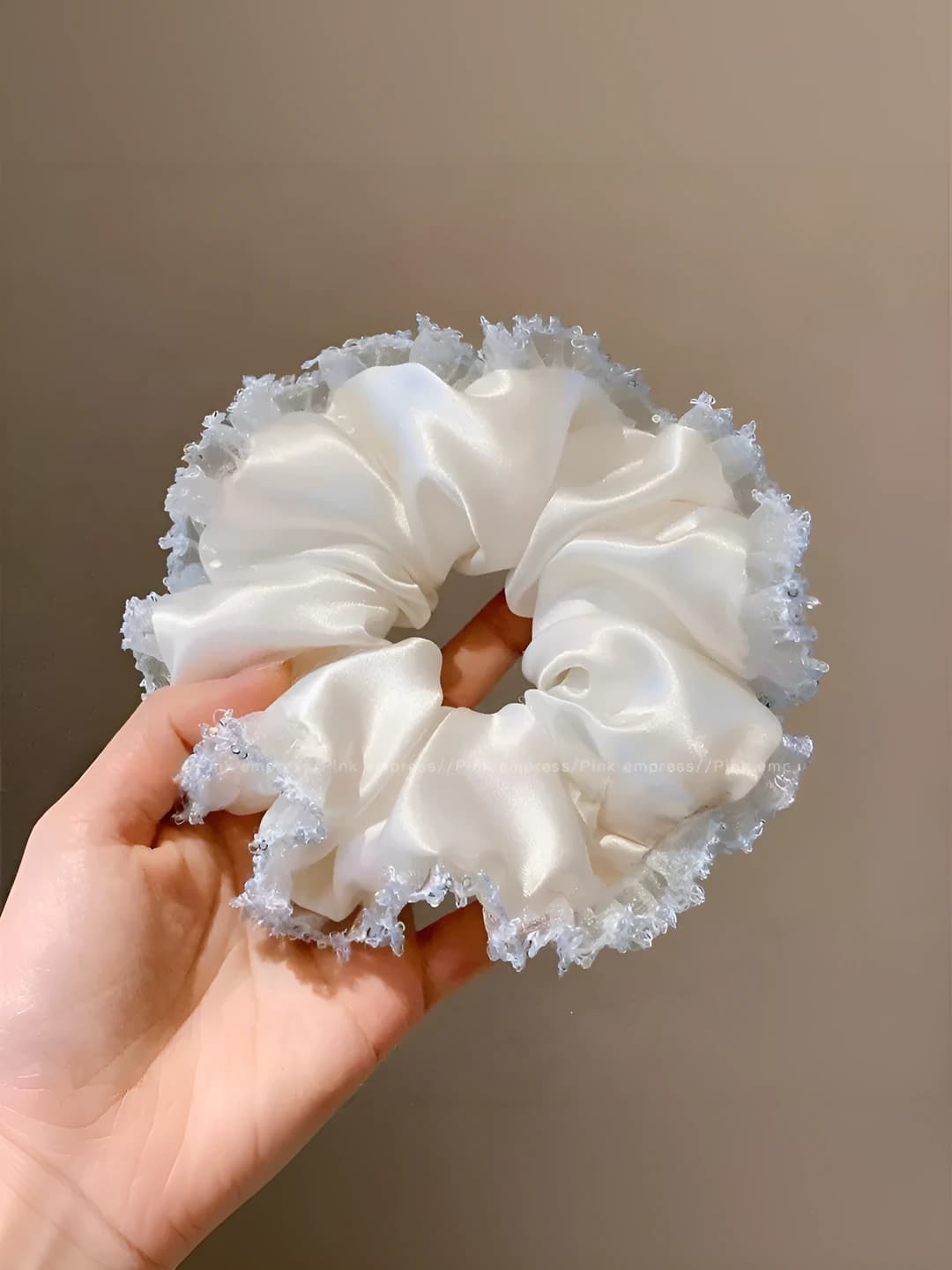 1# White satin blue edge ~16 cm