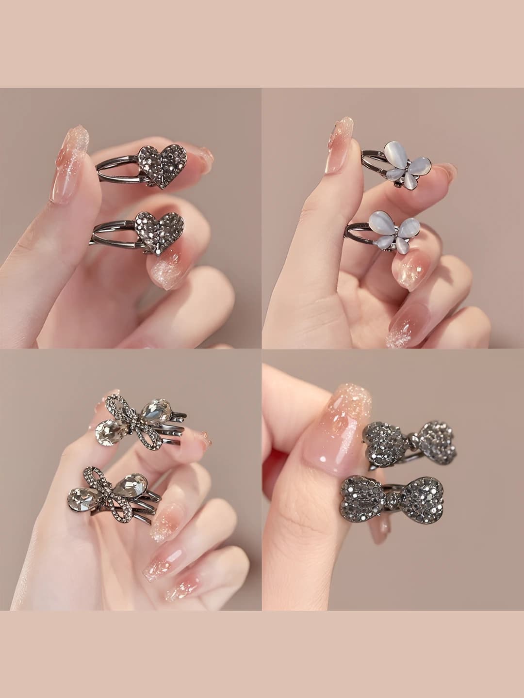 Women's small butterfly hair clip, alloy, electroplating, premium style