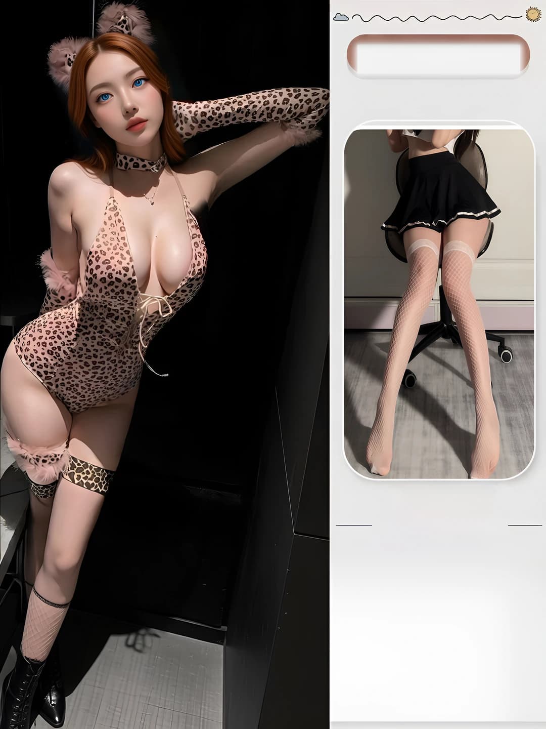 BW + White fishnet stockings