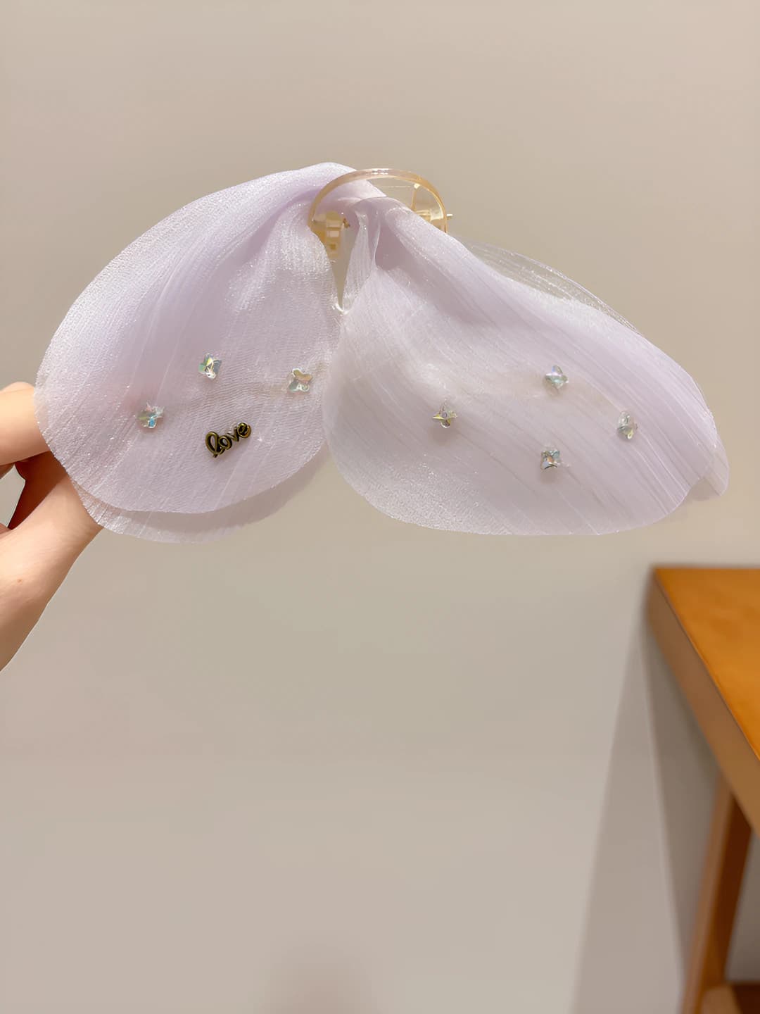 2# Светло-фиолетовый тюль бабочка зажим (база 12.5cm бабочка 15cm)