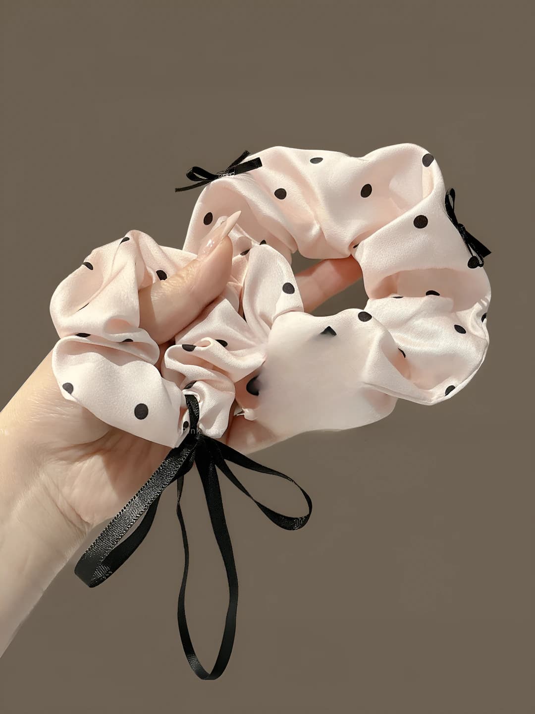 Women's hair scrunchies in Korean style with polka dots, high stretch