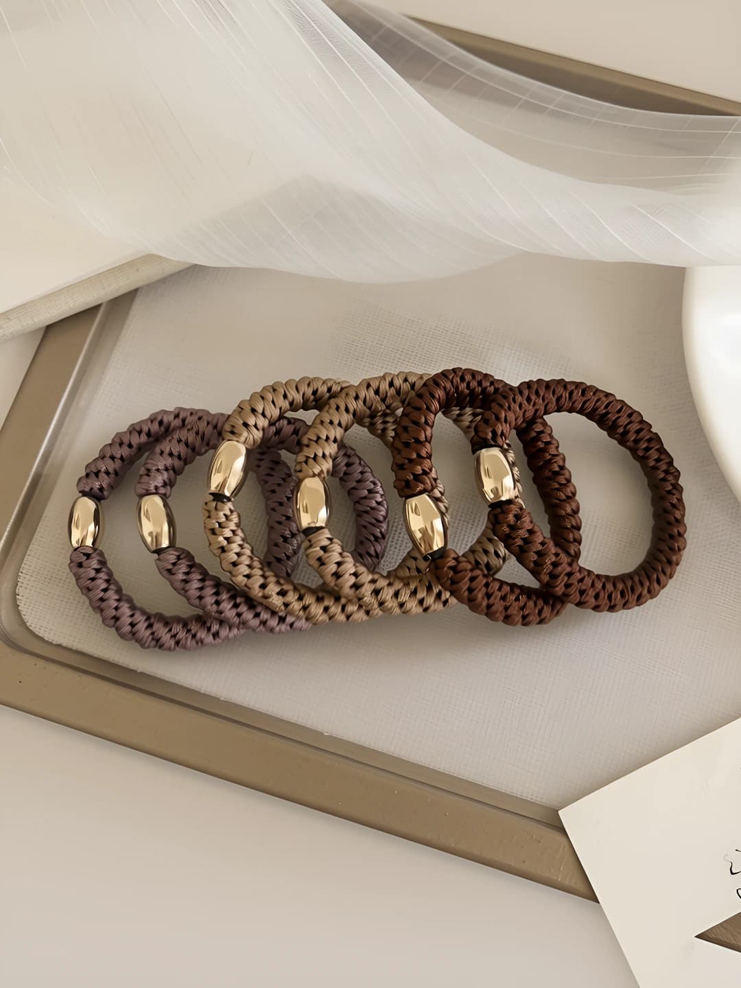 Coffee high elastic hair ties 6 pcs