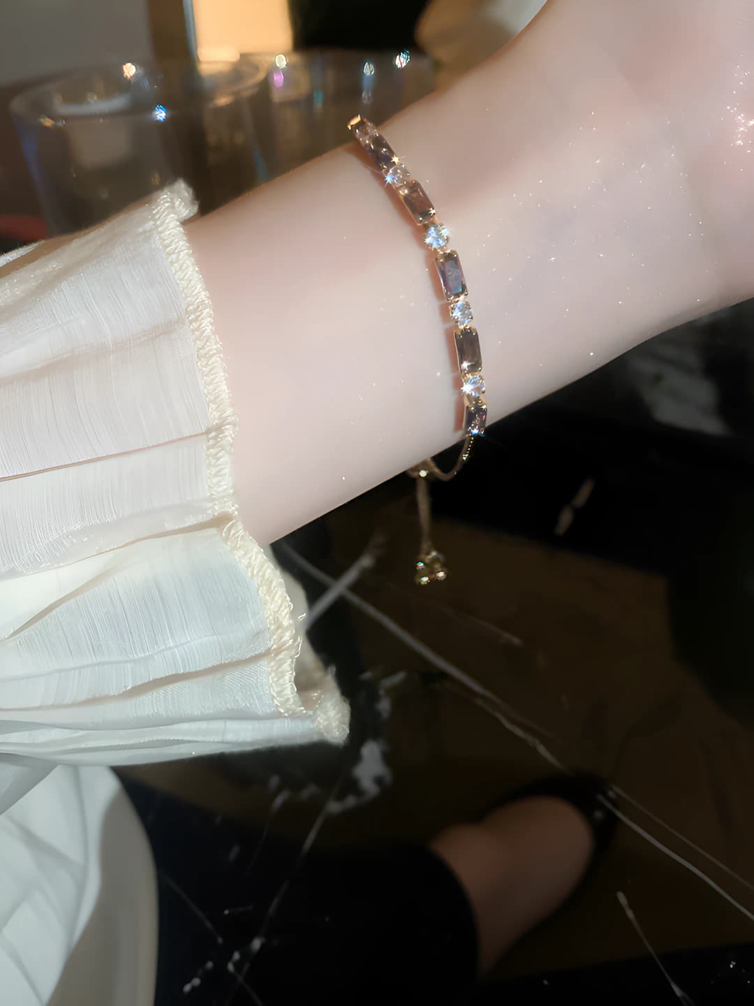 21# Bracelet - Gold - Purple rectangle