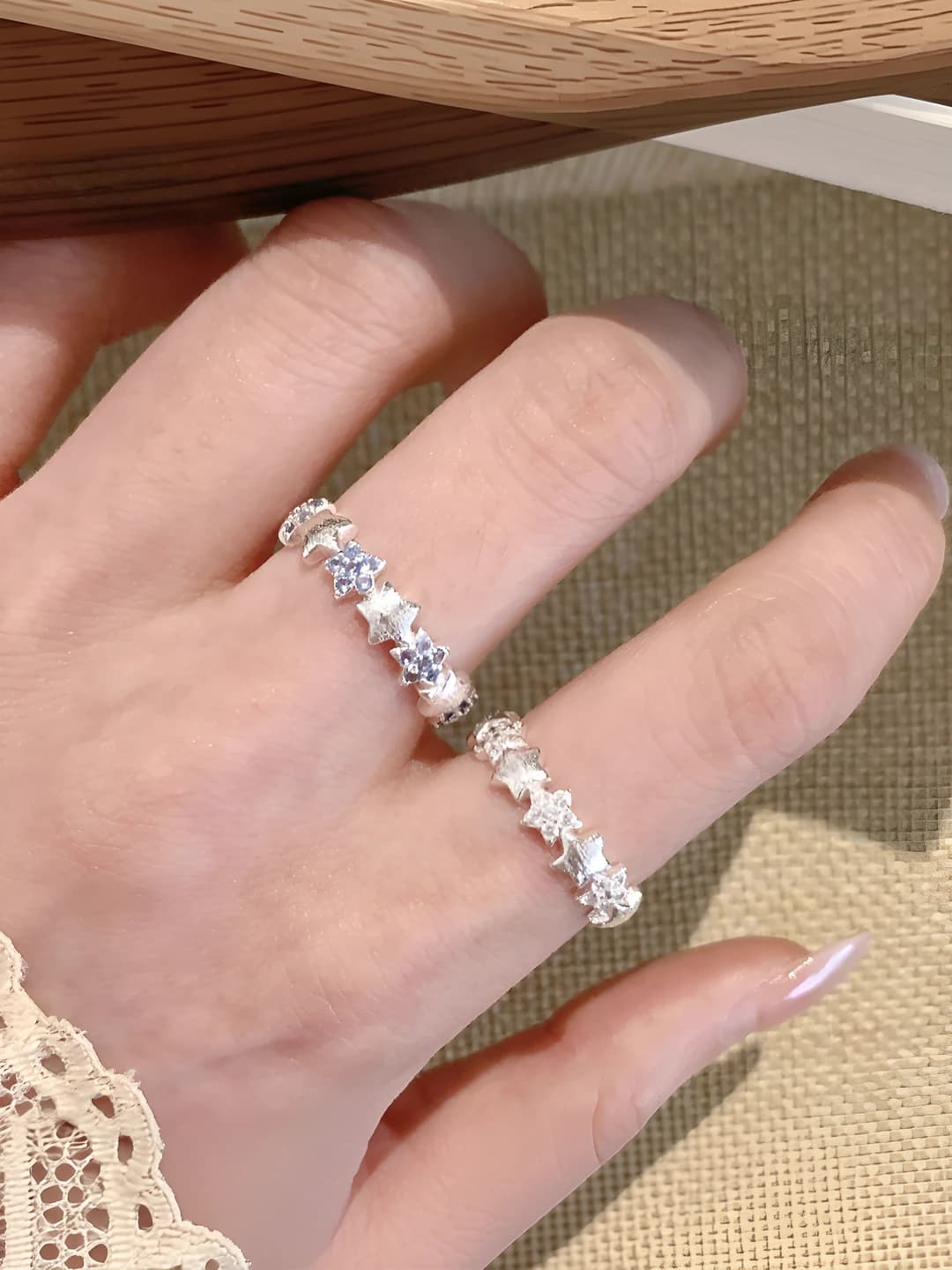 Women's star-shaped open ring, copper, minimalism style, electroplating technology