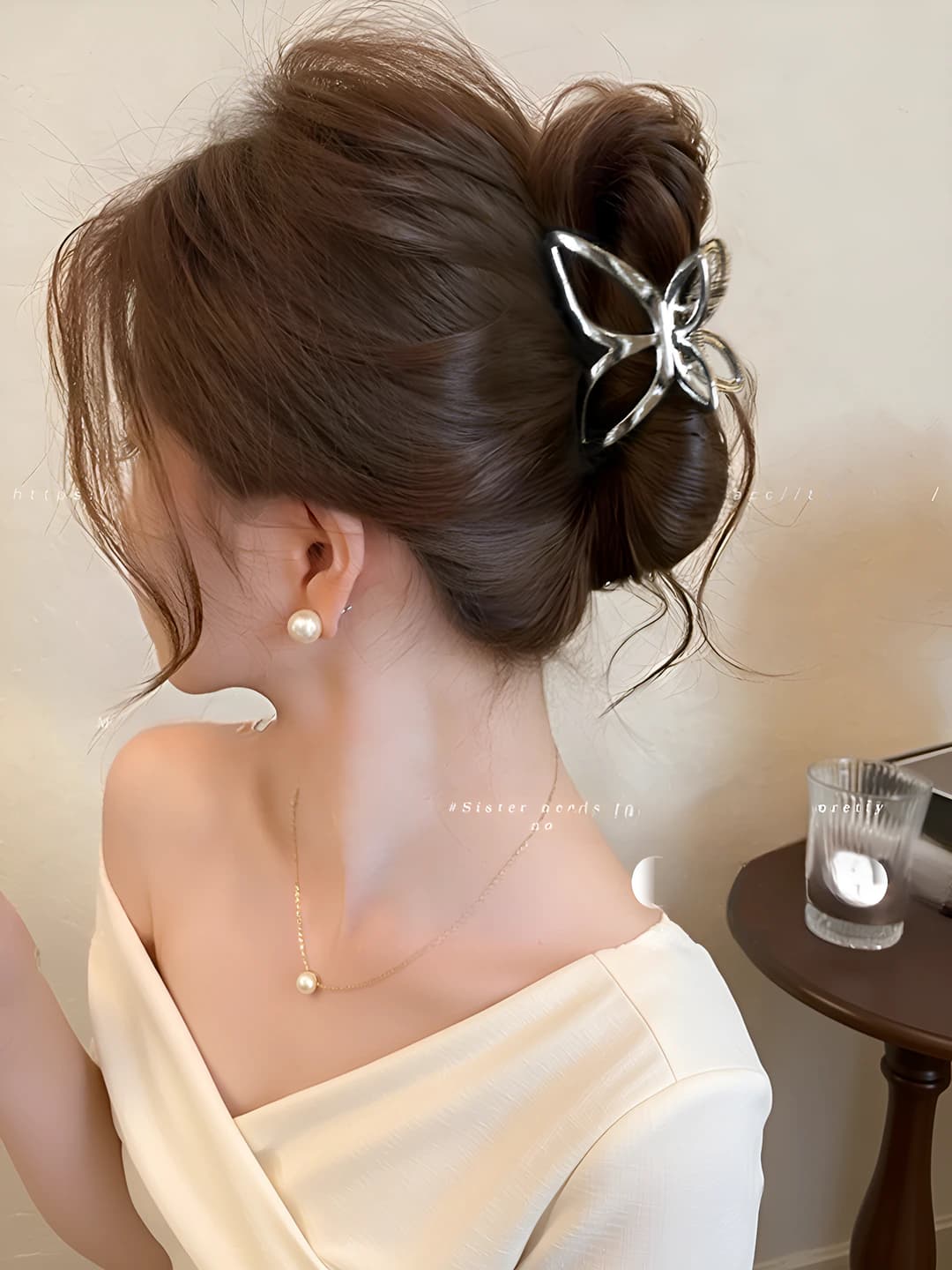 Серебристый бабочка зажим ~6 см