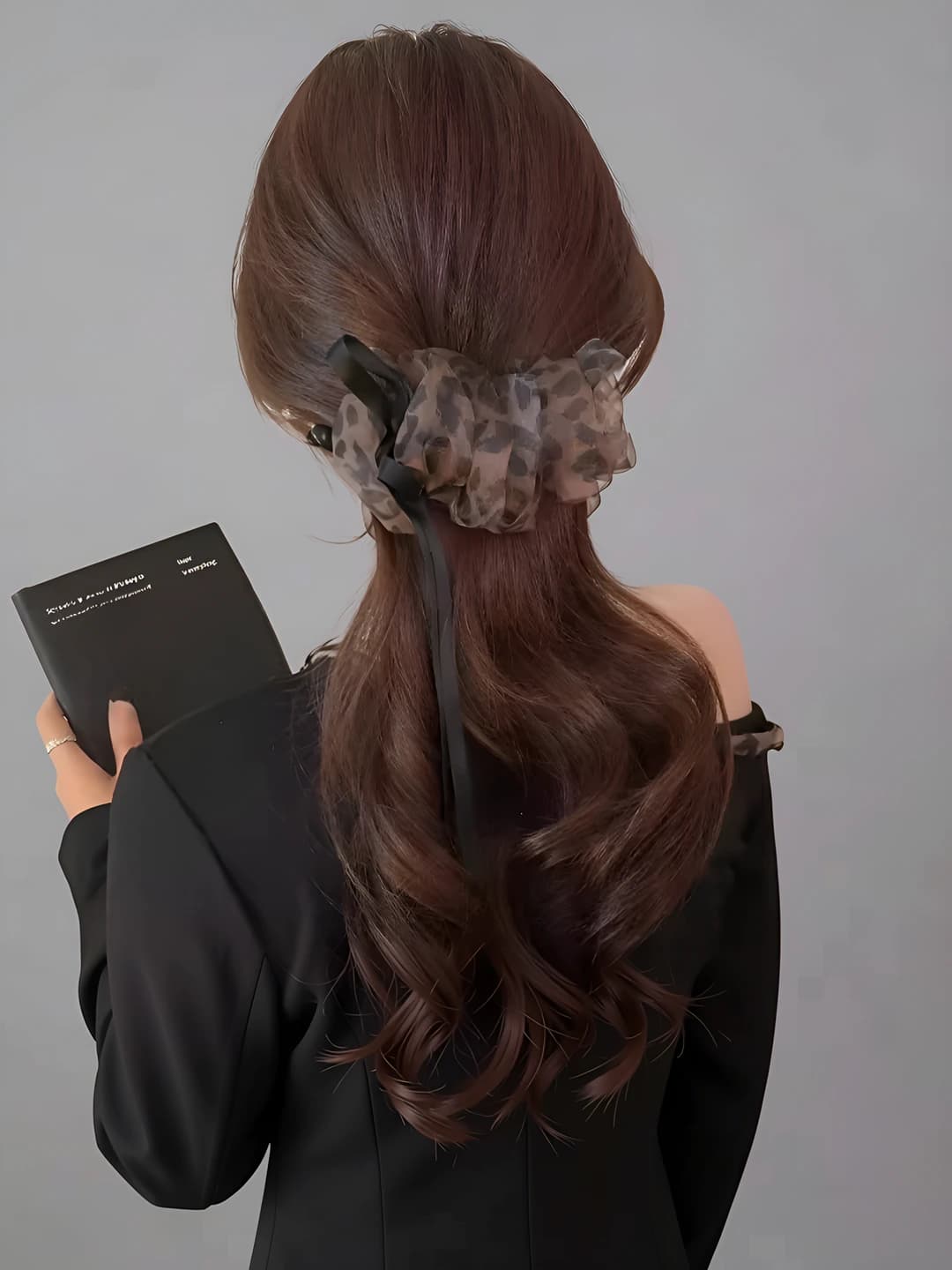 2# Brown leopard banana clip (approx. 13 cm)