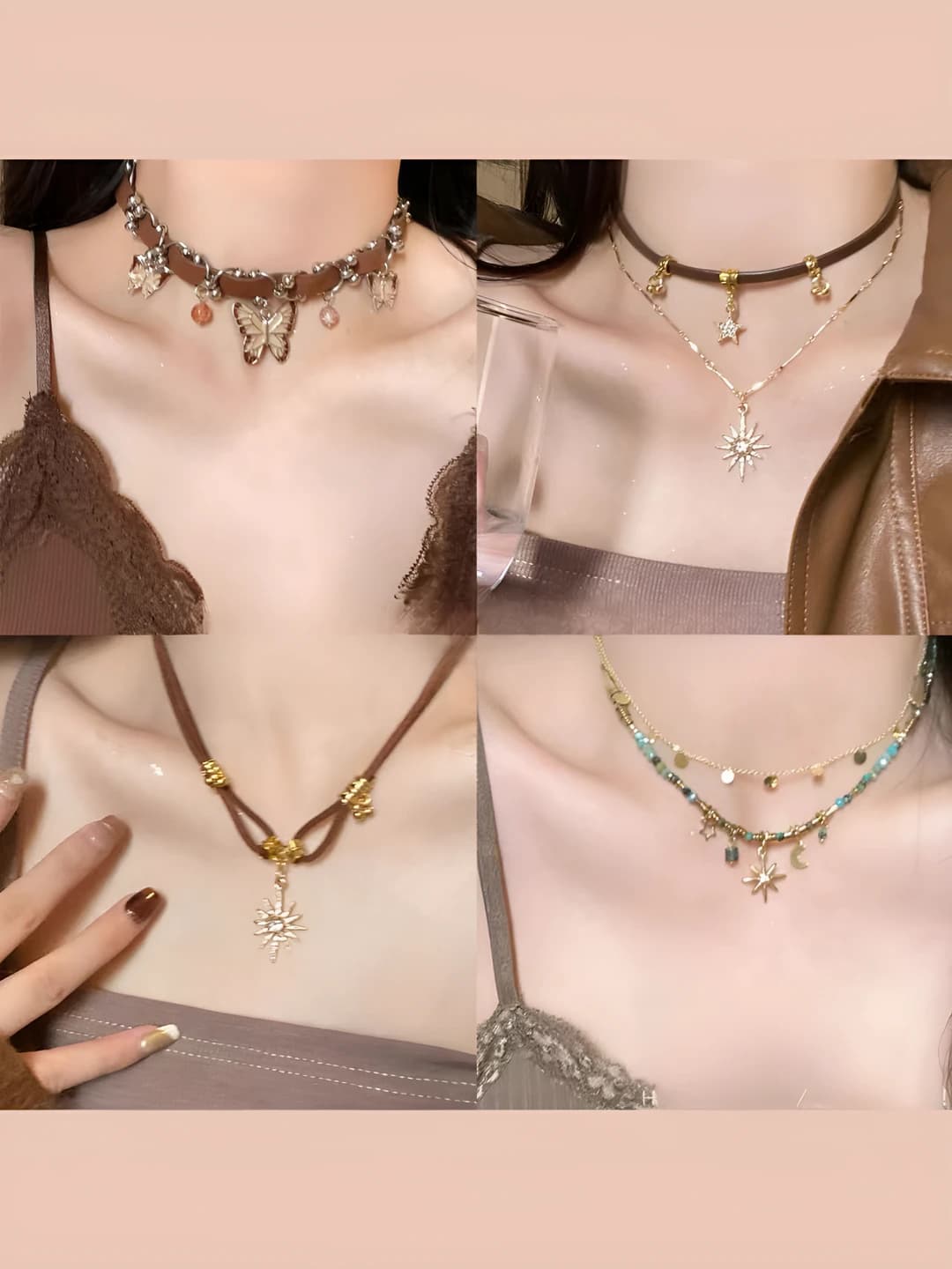 Women's autumn-winter necklace, double layer, with butterflies and tassels, light luxury, individual design