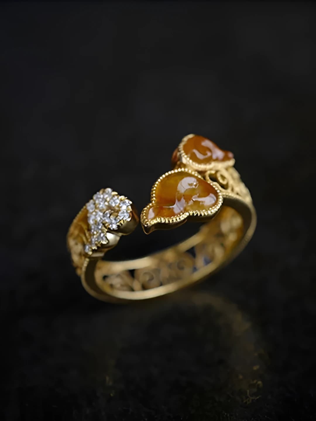 Women's open ring in new Chinese style with geometric shape