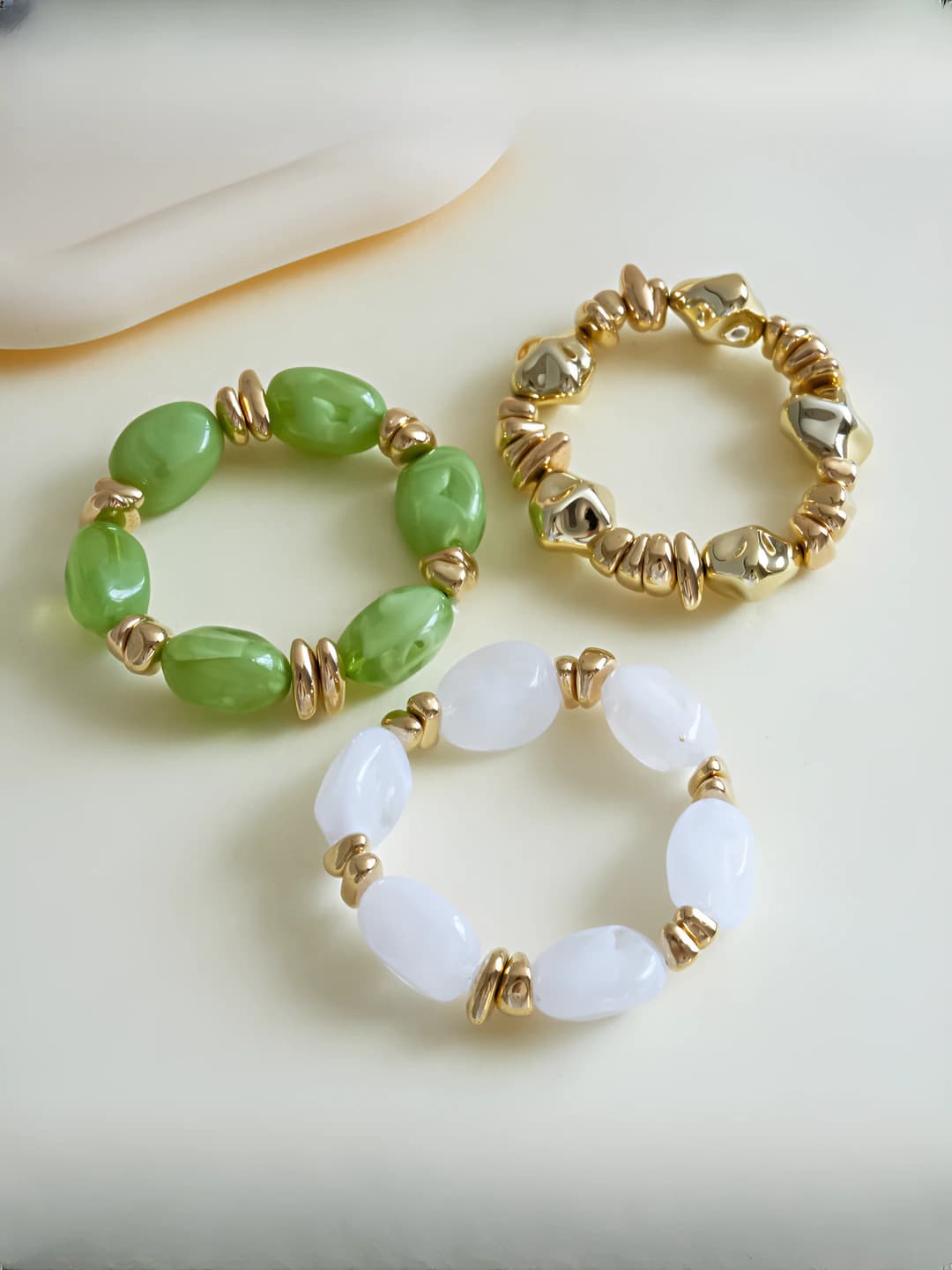 Bracelet-Gold-Green-Clear 2 (3 pcs)