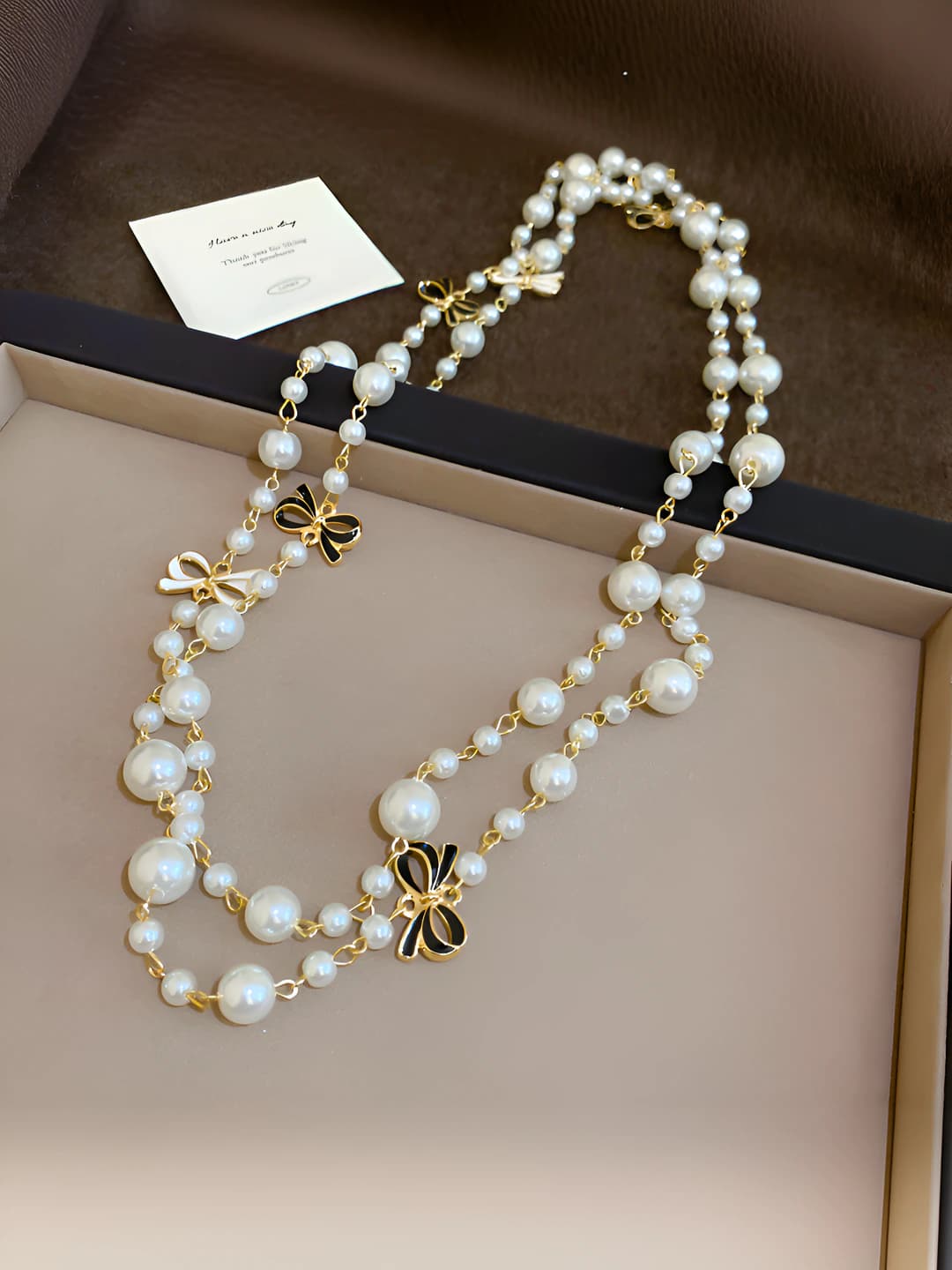 Necklace - Gold - White - Black