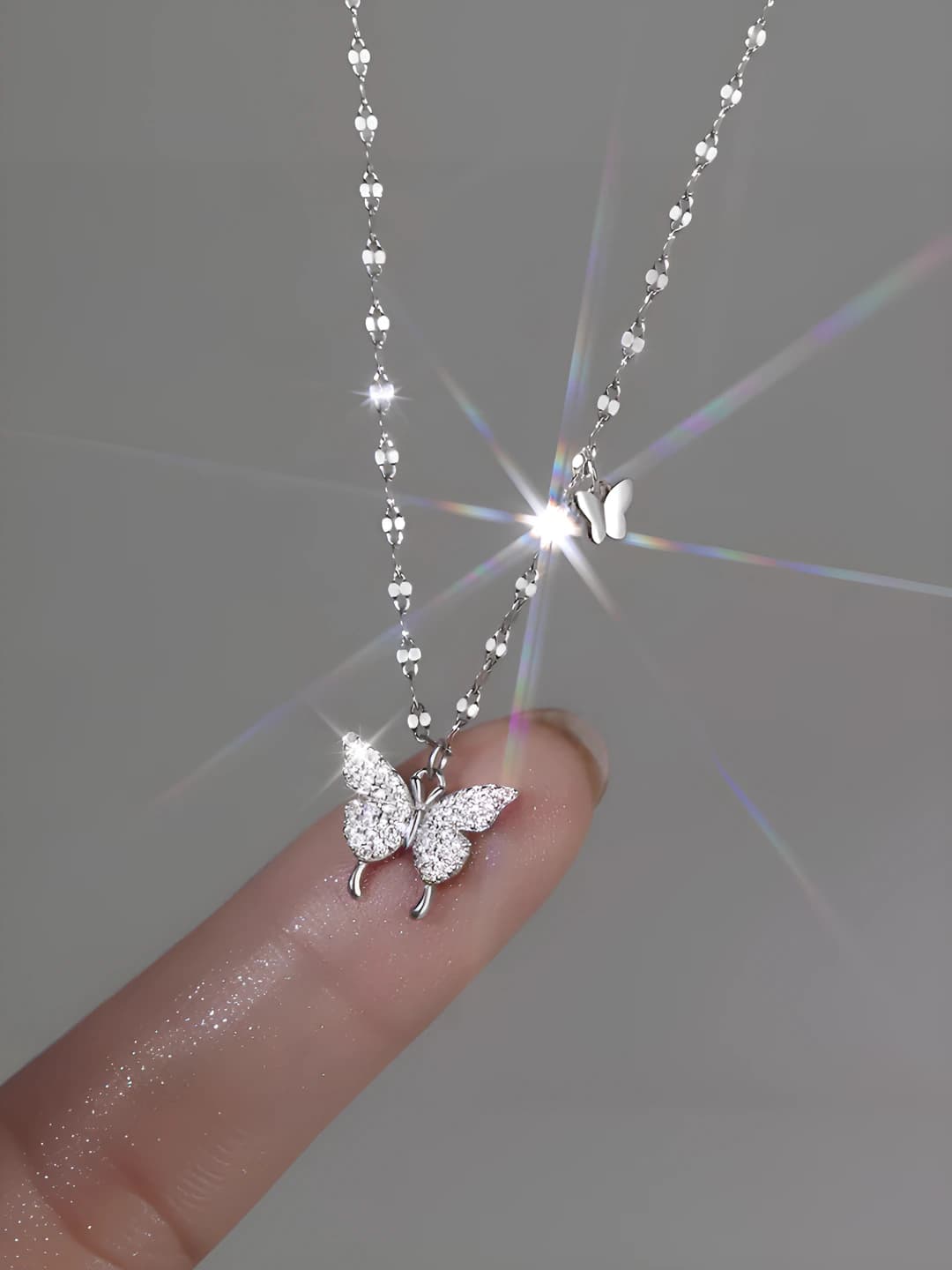 Women's necklace: butterfly design element, gold plating, multi-layer, 41-50 cm, 5 g