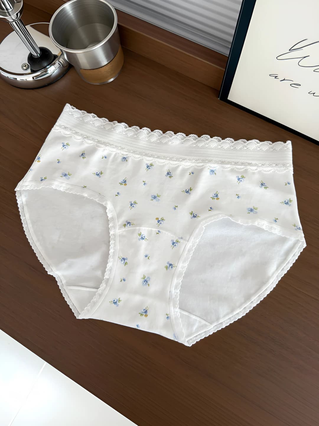 White and blue floral pattern