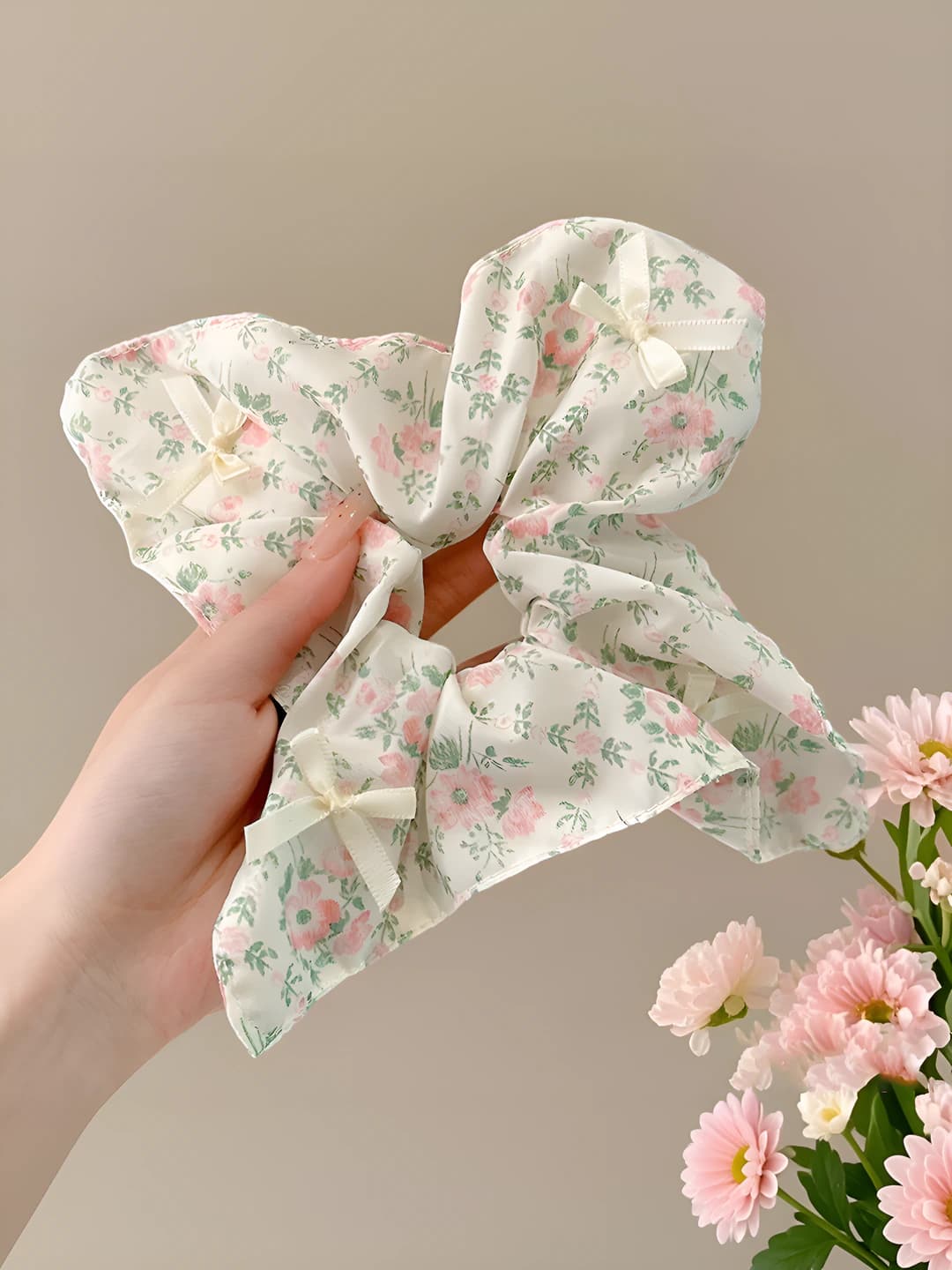 2# Pink-green floral 22 cm