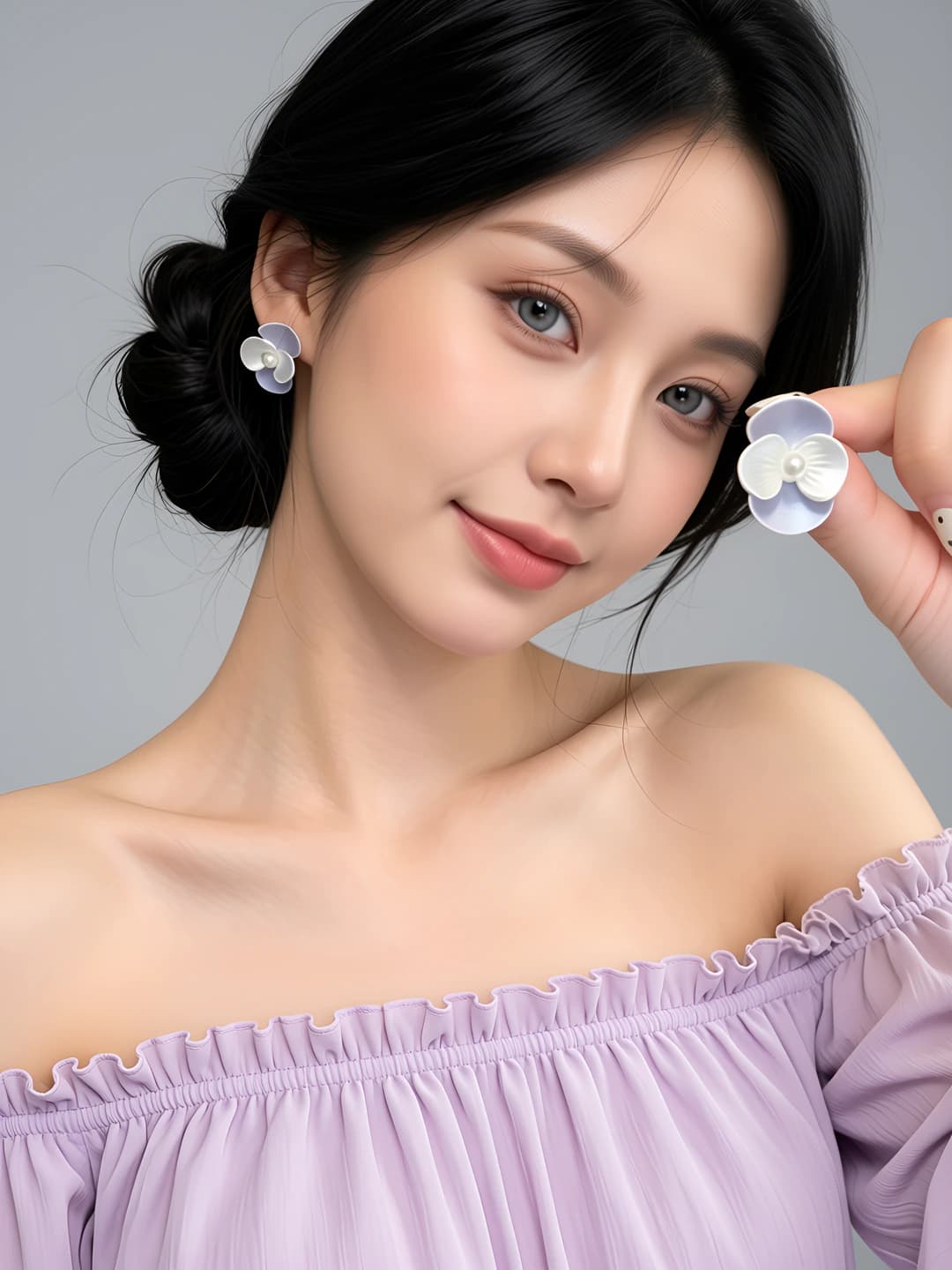 Women's flower earrings in retro style