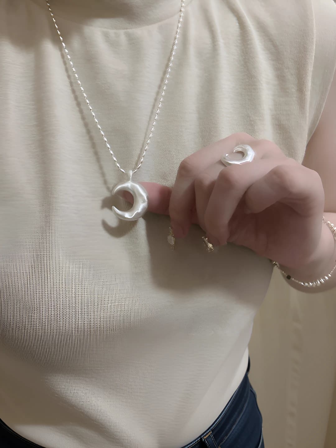 Matte moon necklace