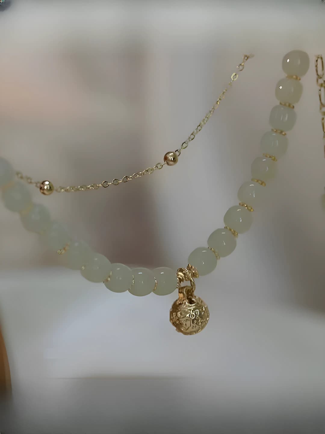 Double layer green bell bracelet