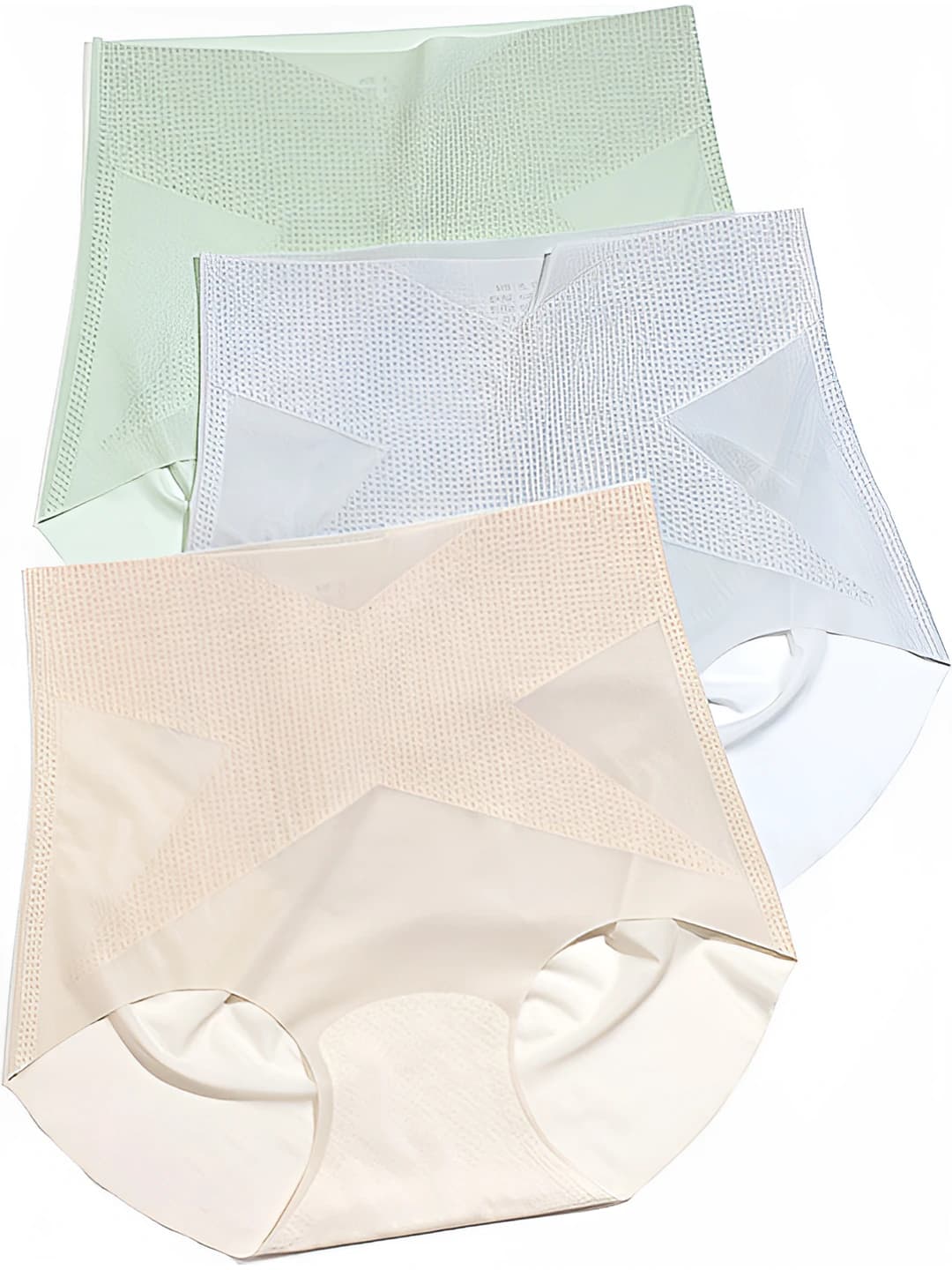 Women's high waist seamless briefs, ice-silk fabric, mulberry silk, plus size, summer, breathable
