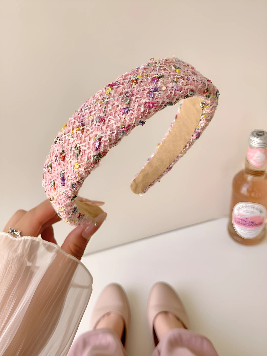 3# Pink sequin wide headband