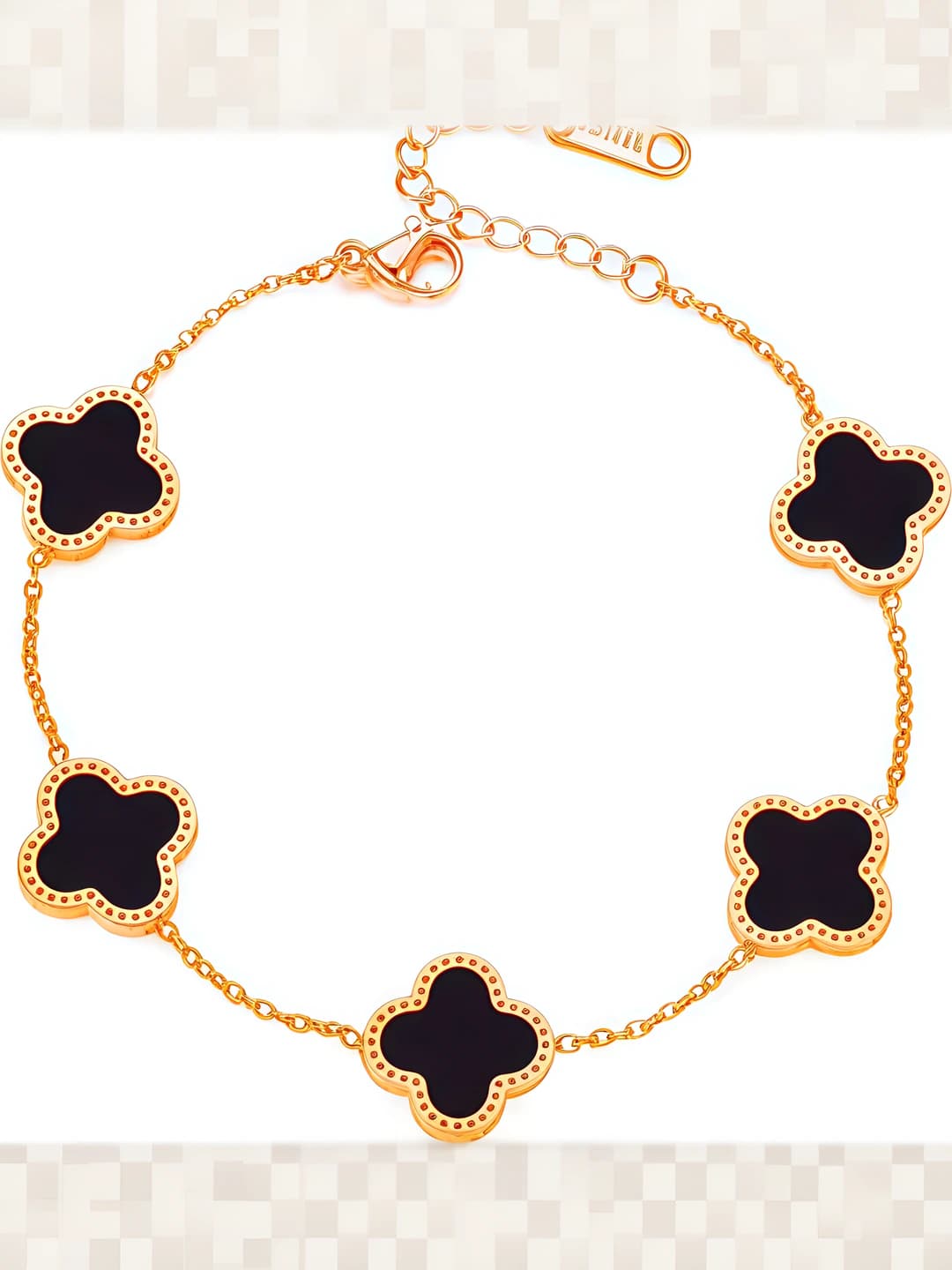 Women's non-fading titanium steel gold four-leaf clover mother of pearl bracelet, European and American style, fashionable, simple, light luxury, forest style